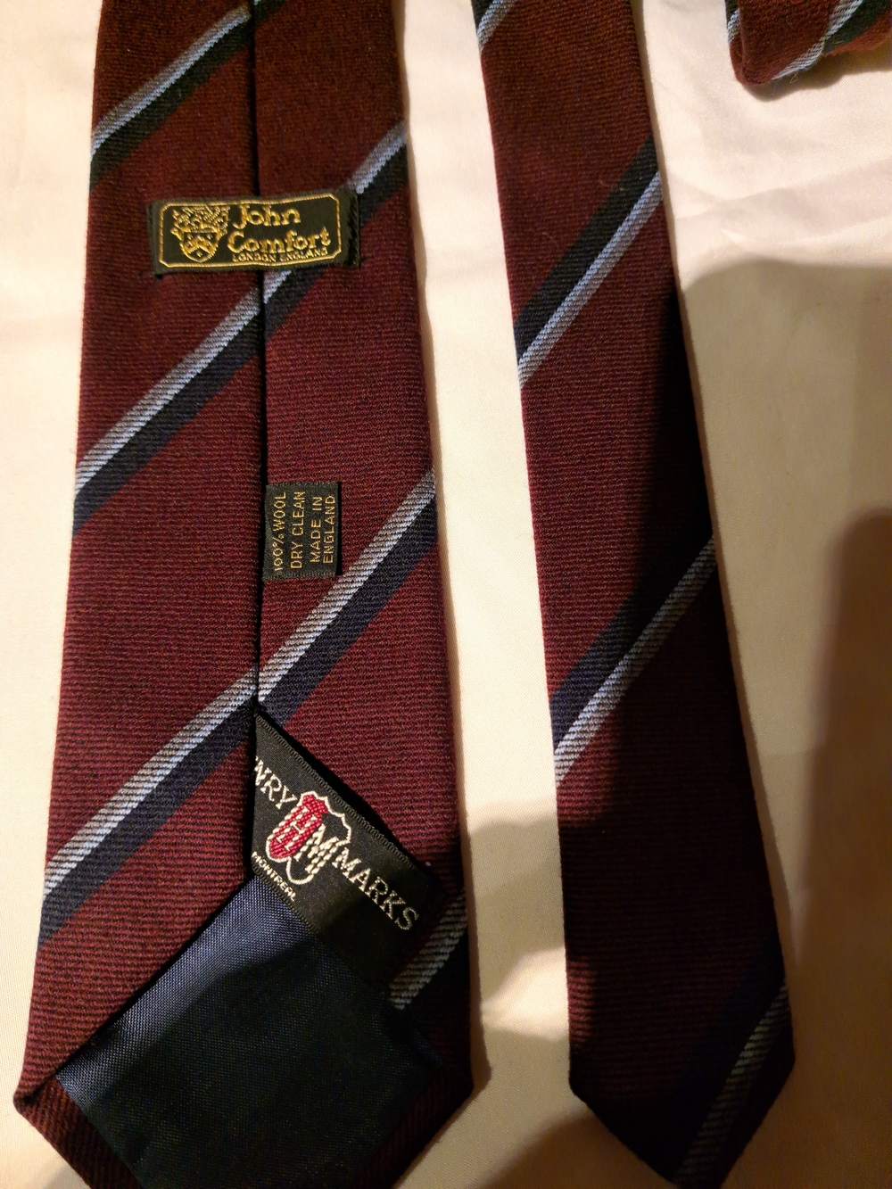 Burgundy Striped Wool Tie